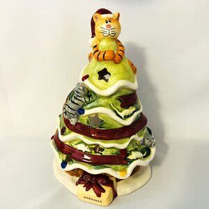 Blue Sky “The Kitty Tree” Christmas Whimsical Tealight Candle Holder Signed